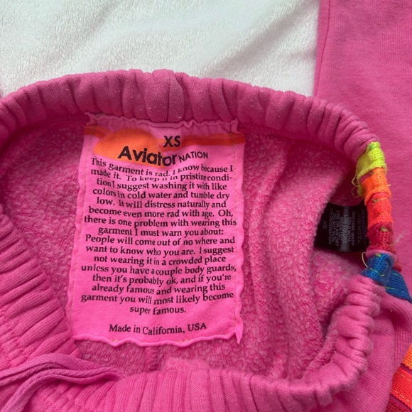 Aviator Nation Hot Pink Women’s 5 stripe sweatpant joggers  Size XS - Picture 5 of 9